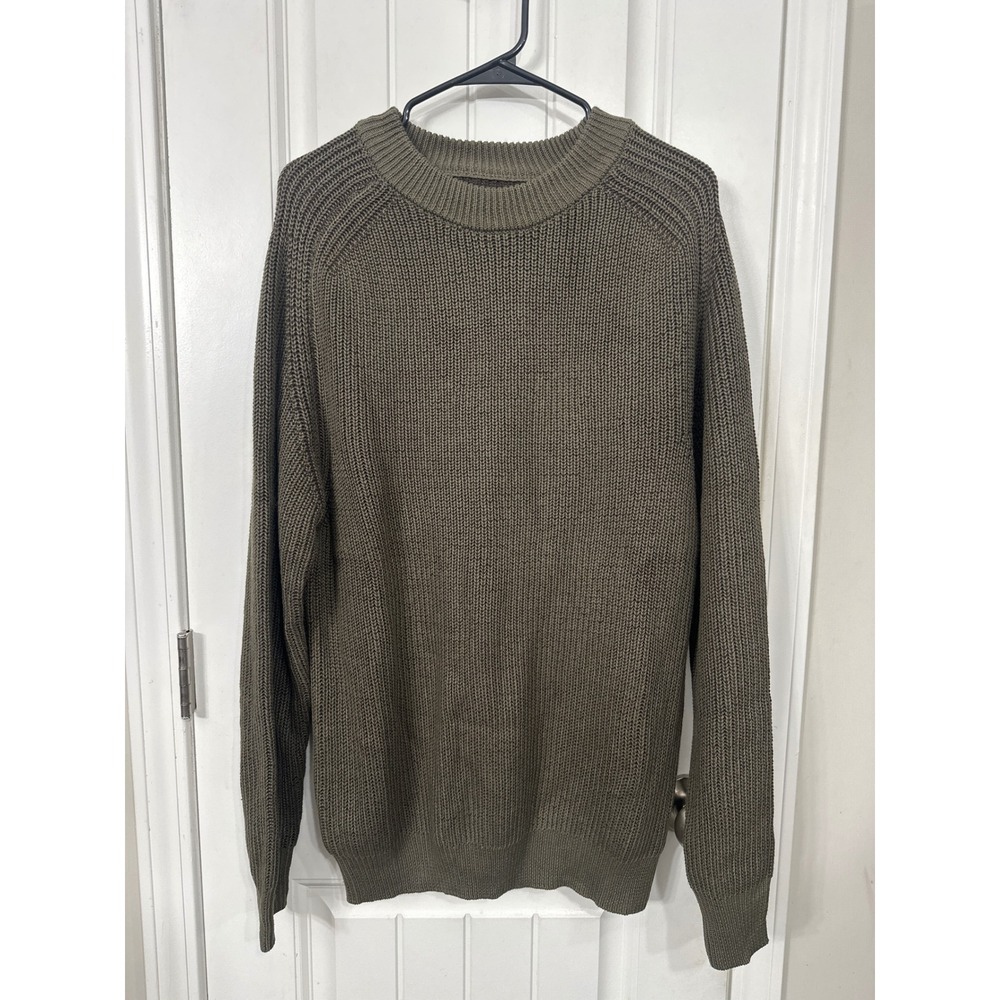 Fieldworth Mens XL Olive Green Ribbed Knit Crewneck Sweater Cotton Blend NWT